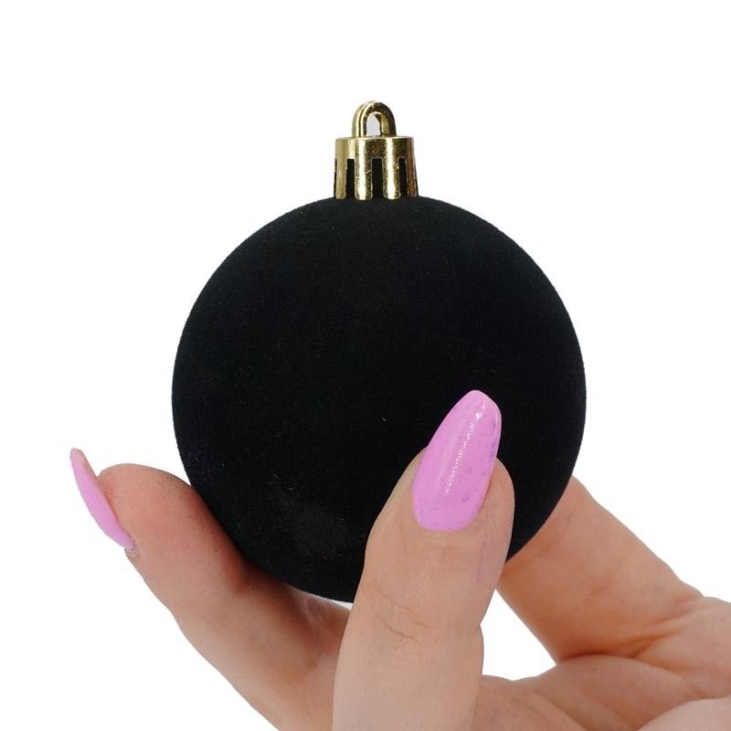 Palle di Natale in Plastica e Velluto D.6 cm Conf. da 12 Pz