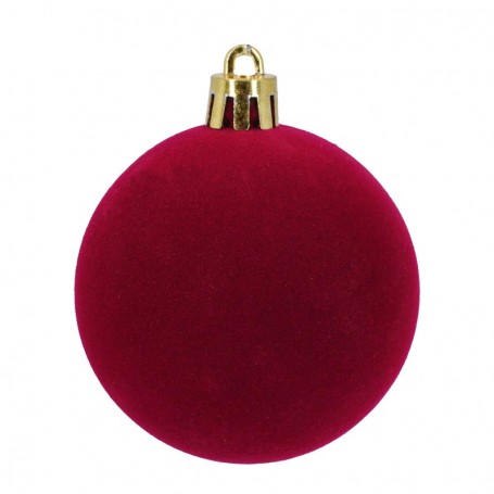 Palle di Natale in Plastica e Velluto D.6 cm Conf. da 12 Pz