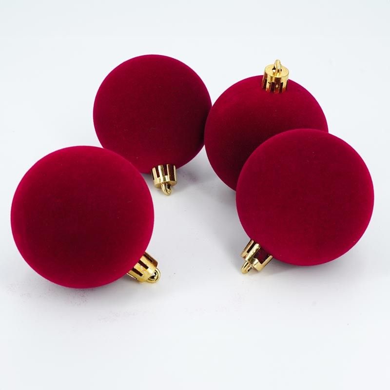 Palle di Natale in Plastica e Velluto D.6 cm Conf. da 12 Pz