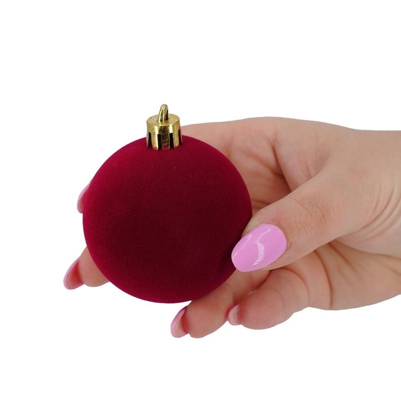 Palle di Natale in Plastica e Velluto D.6 cm Conf. da 12 Pz