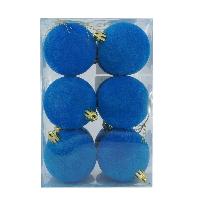 Palle di Natale in Plastica e Velluto D.6 cm Conf. da 12 Pz