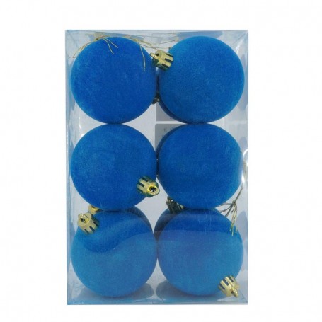 Palle di Natale in Plastica e Velluto D.6 cm Conf. da 12 Pz