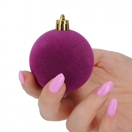 Palle di Natale in Plastica e Velluto D.6 cm Conf. da 12 Pz