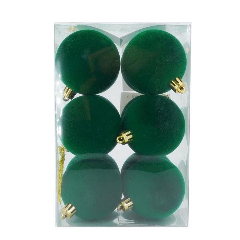 Palle di Natale in Plastica e Velluto D.6 cm Conf. da 12 Pz