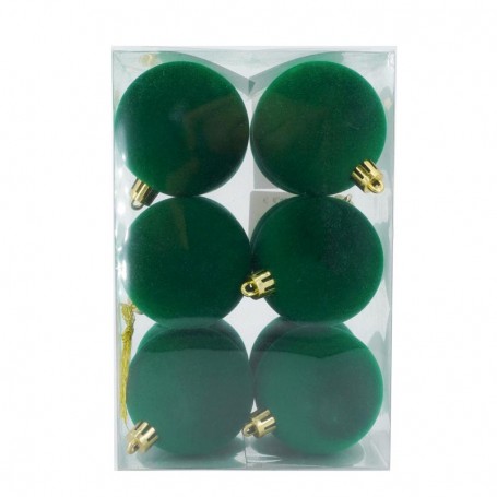 Palle di Natale in Plastica e Velluto D.6 cm Conf. da 12 Pz