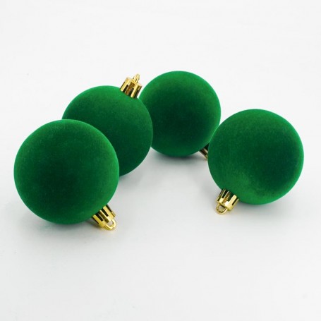 Palle di Natale in Plastica e Velluto D.6 cm Conf. da 12 Pz