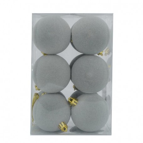 Palle di Natale in Plastica e Velluto D.6 cm Conf. da 12 Pz
