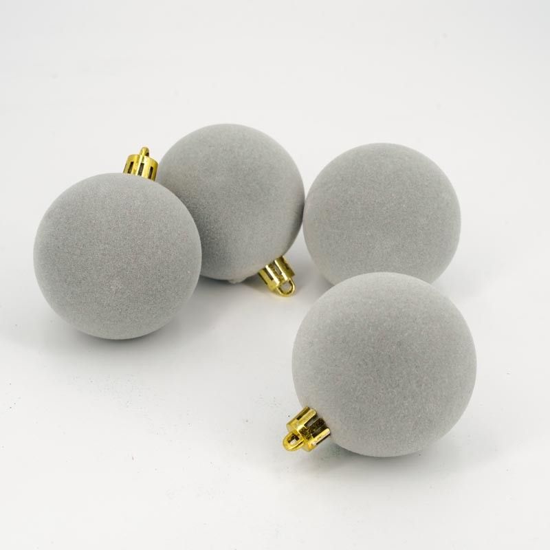 Palle di Natale in Plastica e Velluto D.6 cm Conf. da 12 Pz