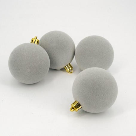 Palle di Natale in Plastica e Velluto D.6 cm Conf. da 12 Pz