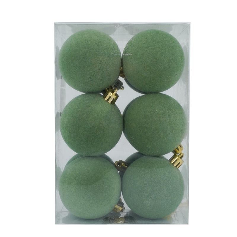 Palle di Natale in Plastica e Velluto D.6 cm Conf. da 12 Pz
