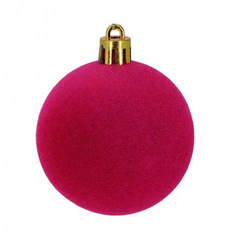 Palle di Natale in Plastica e Velluto D.6 cm Conf. da 12 Pz