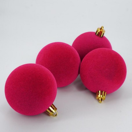 Palle di Natale in Plastica e Velluto D.6 cm Conf. da 12 Pz