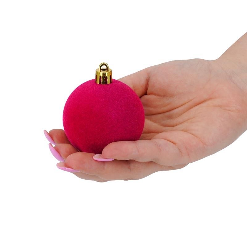 Palle di Natale in Plastica e Velluto D.6 cm Conf. da 12 Pz