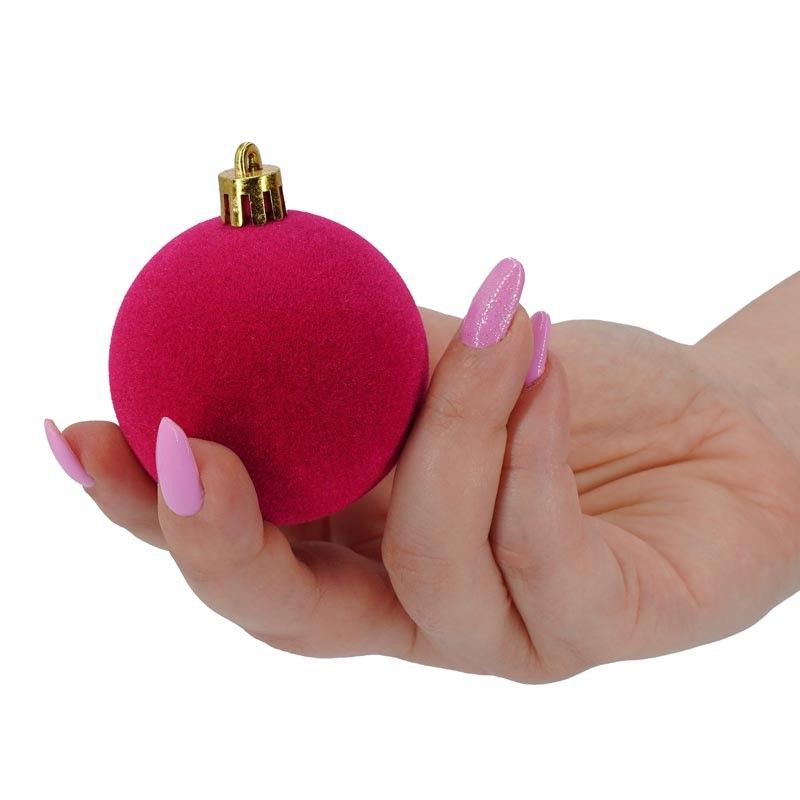 Palle di Natale in Plastica e Velluto D.6 cm Conf. da 12 Pz