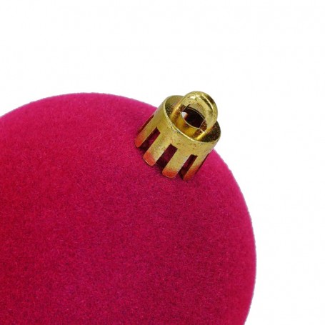 Palle di Natale in Plastica e Velluto D.6 cm Conf. da 12 Pz