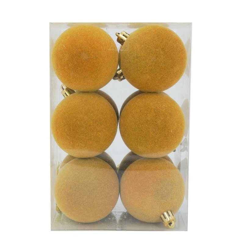 Palle di Natale in Plastica e Velluto D.6 cm Conf. da 12 Pz