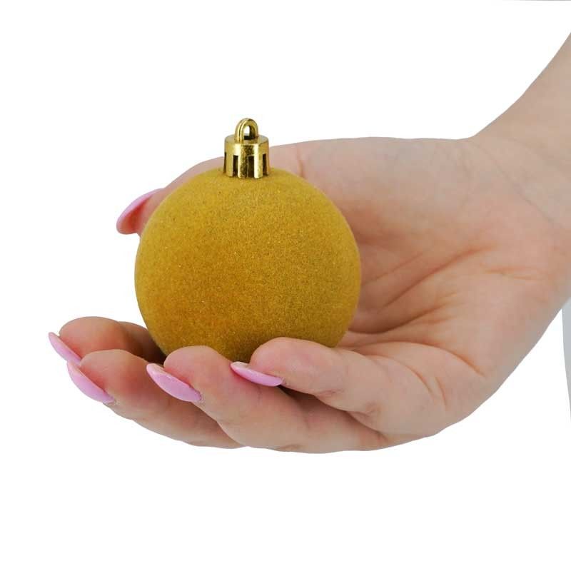 Palle di Natale in Plastica e Velluto D.6 cm Conf. da 12 Pz