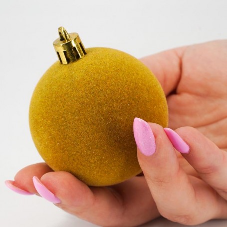 Palle di Natale in Plastica e Velluto D.6 cm Conf. da 12 Pz