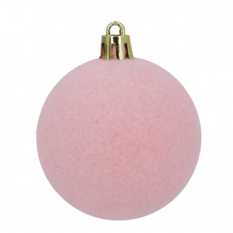 Palle di Natale in Plastica e Velluto D.6 cm Conf. da 12 Pz