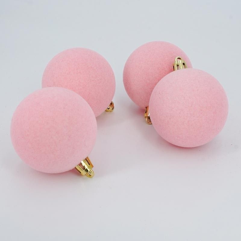 Palle di Natale in Plastica e Velluto D.6 cm Conf. da 12 Pz