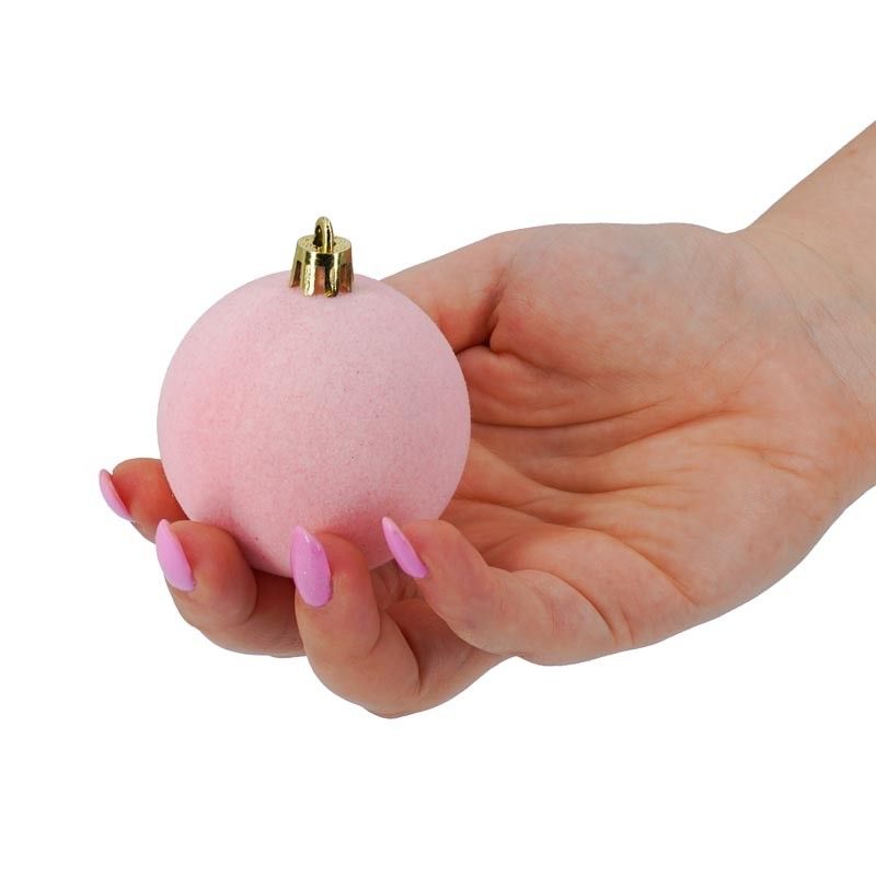 Palle di Natale in Plastica e Velluto D.6 cm Conf. da 12 Pz