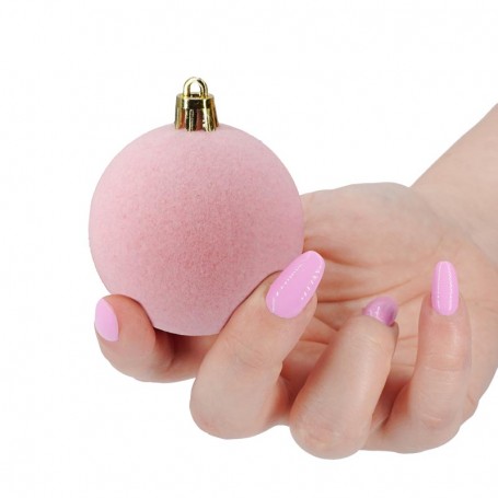 Palle di Natale in Plastica e Velluto D.6 cm Conf. da 12 Pz