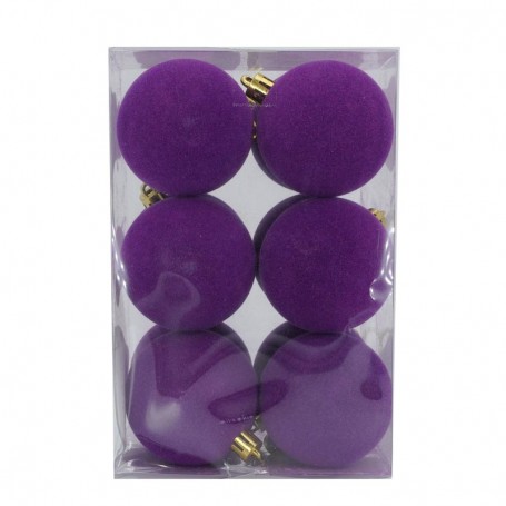 Palle di Natale in Plastica e Velluto D.6 cm Conf. da 12 Pz