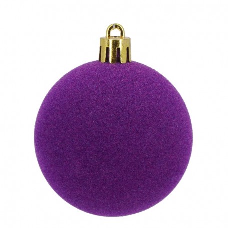 Palle di Natale in Plastica e Velluto D.6 cm Conf. da 12 Pz
