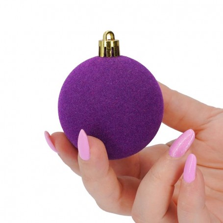 Palle di Natale in Plastica e Velluto D.6 cm Conf. da 12 Pz