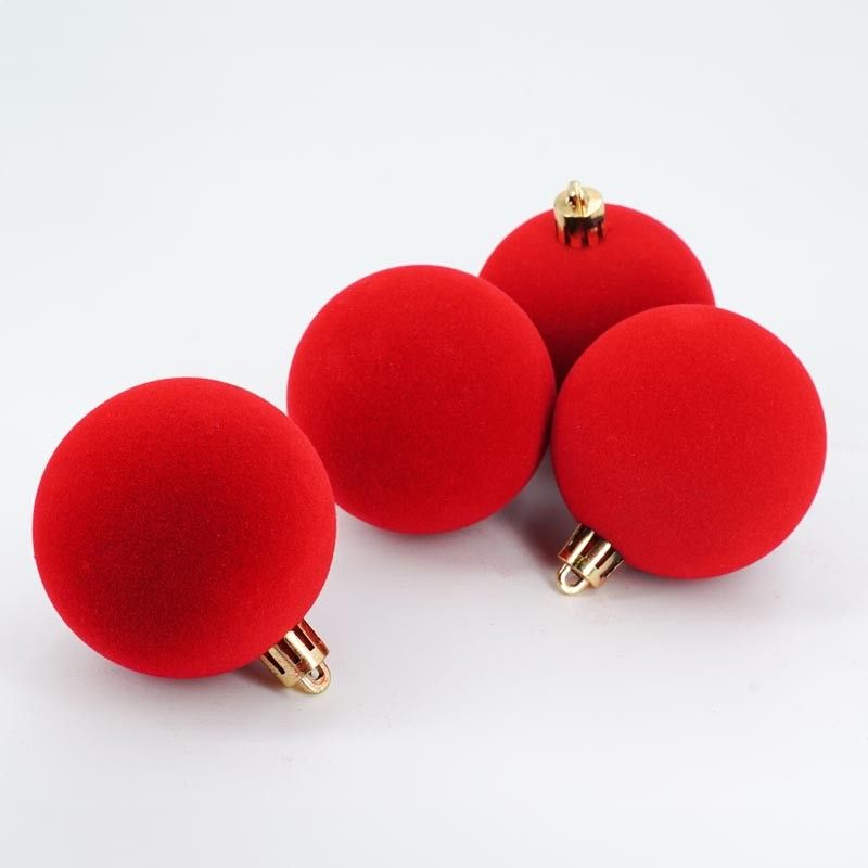 Palle di Natale in Plastica e Velluto D.6 cm Conf. da 12 Pz