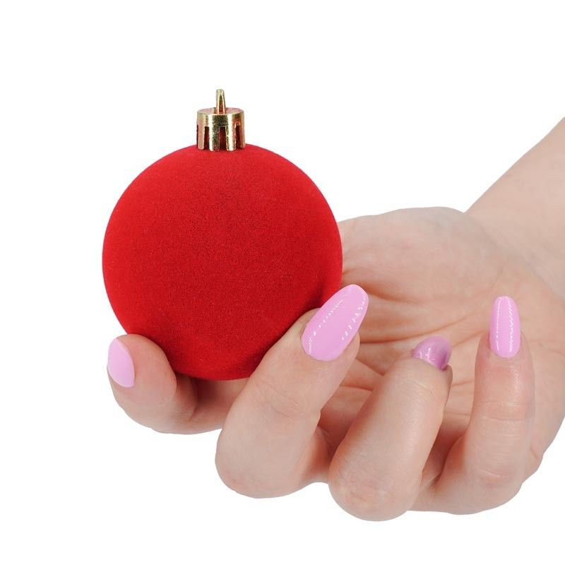 Palle di Natale in Plastica e Velluto D.6 cm Conf. da 12 Pz