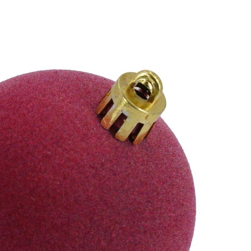 Palle di Natale in Plastica e Velluto D.6 cm Conf. da 12 Pz