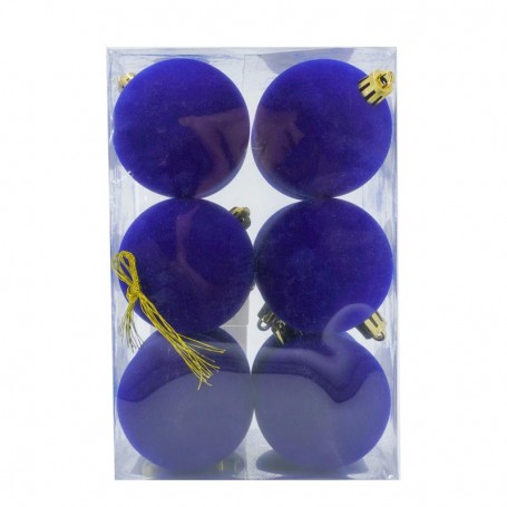 Palle di Natale in Plastica e Velluto D.6 cm Conf. da 12 Pz