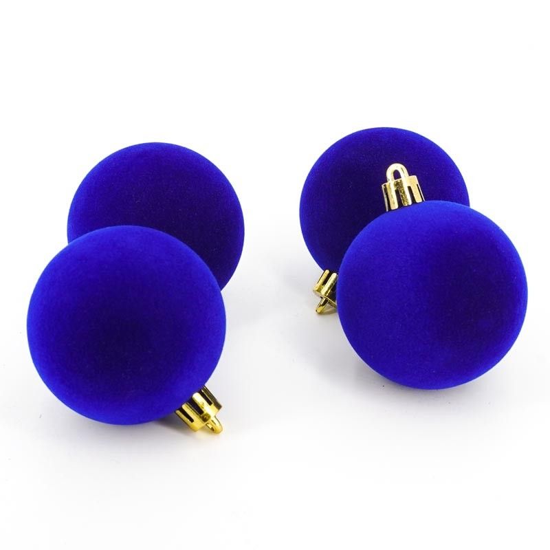 Palle di Natale in Plastica e Velluto D.6 cm Conf. da 12 Pz