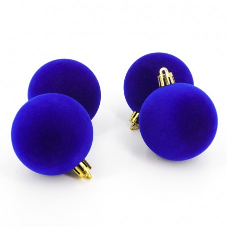 Palle di Natale in Plastica e Velluto D.6 cm Conf. da 12 Pz