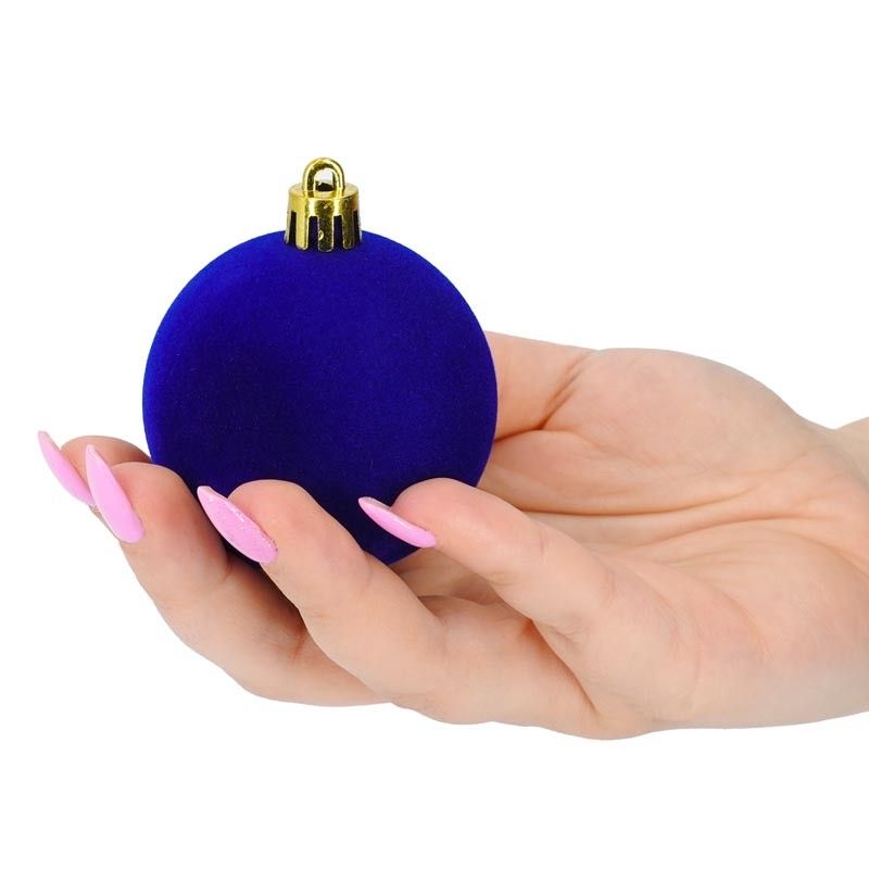 Palle di Natale in Plastica e Velluto D.6 cm Conf. da 12 Pz