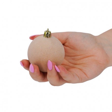 Palle di Natale in Plastica e Velluto D.6 cm Conf. da 12 Pz