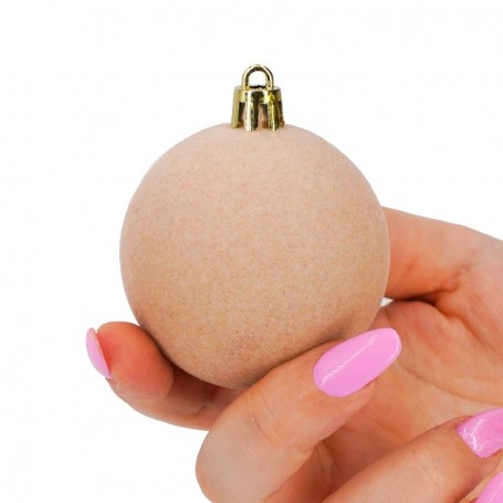 Palle di Natale in Plastica e Velluto D.6 cm Conf. da 12 Pz