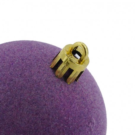 Palle di Natale in Plastica e Velluto D.6 cm Conf. da 12 Pz