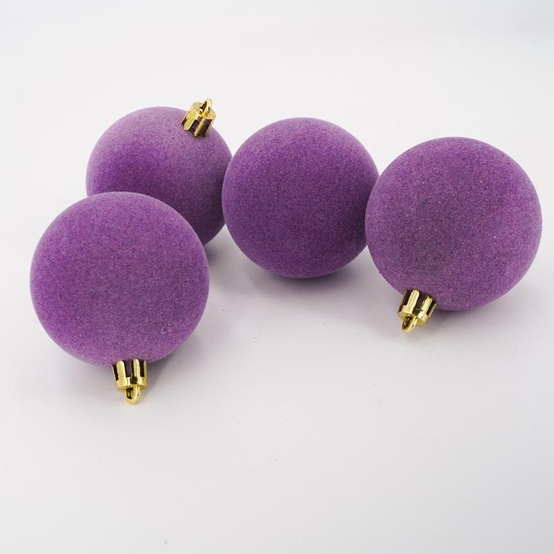 Palle di Natale in Plastica e Velluto D.6 cm Conf. da 12 Pz