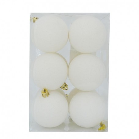 Palle di Natale in Plastica e Velluto D.6 cm Conf. da 12 Pz