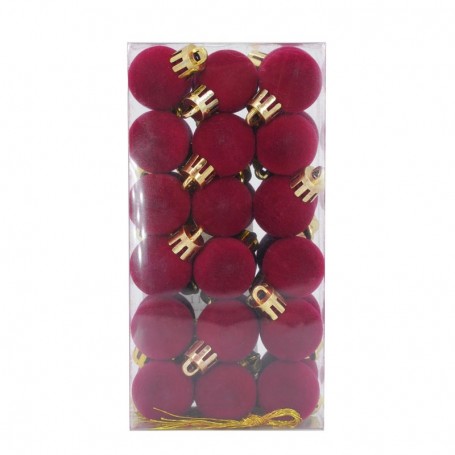 Palle di Natale in Plastica e Velluto D.2,5 cm Conf. da 36 Pz