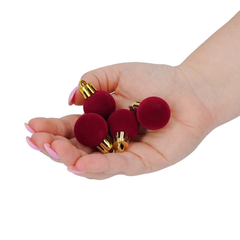Palle di Natale in Plastica e Velluto D.2,5 cm Conf. da 36 Pz