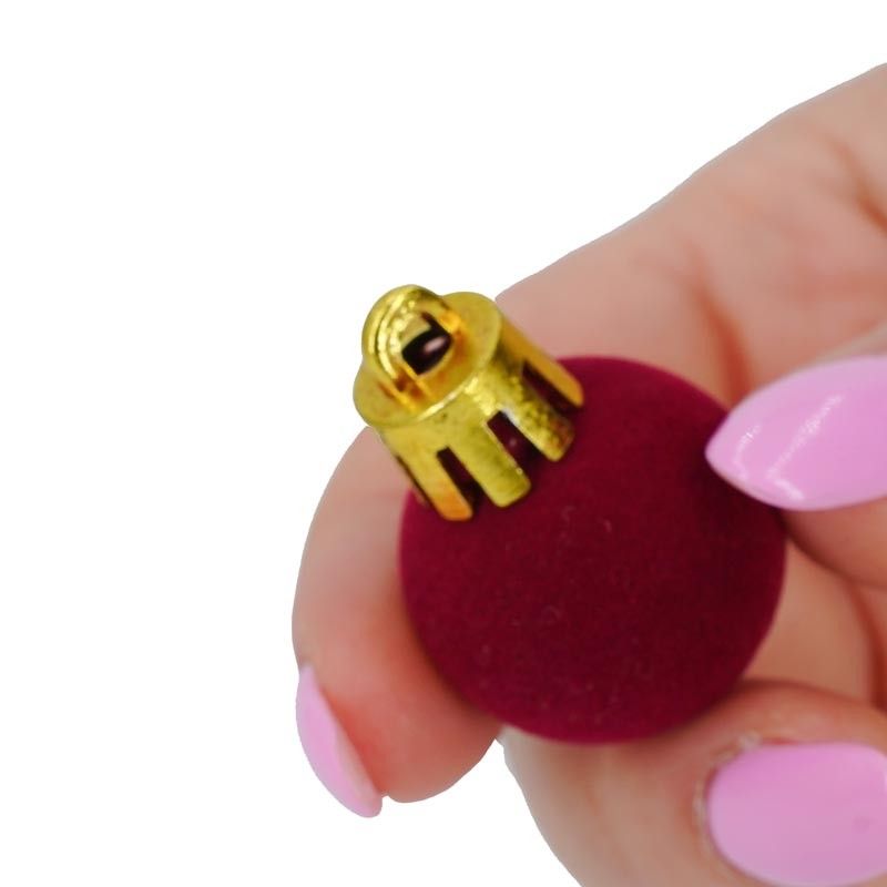 Palle di Natale in Plastica e Velluto D.2,5 cm Conf. da 36 Pz