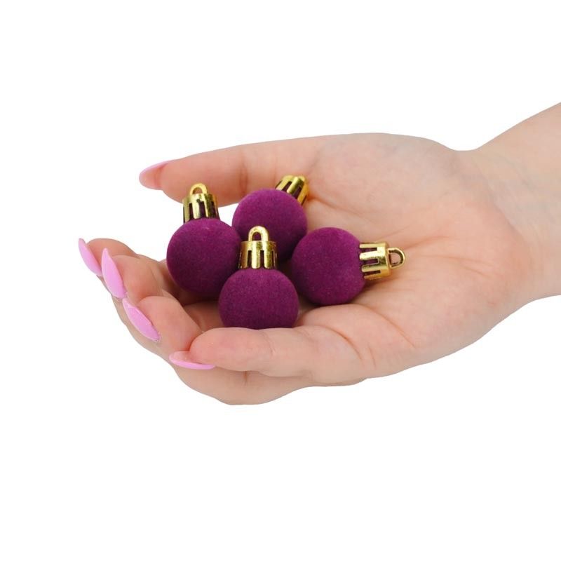 Palle di Natale in Plastica e Velluto D.2,5 cm Conf. da 36 Pz