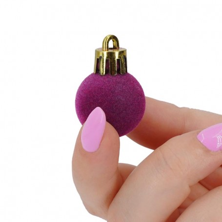 Palle di Natale in Plastica e Velluto D.2,5 cm Conf. da 36 Pz