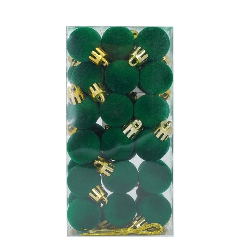 Palle di Natale in Plastica e Velluto D.2,5 cm Conf. da 36 Pz