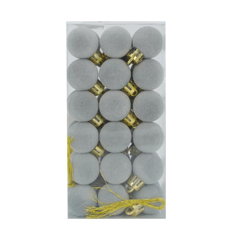 Palle di Natale in Plastica e Velluto D.2,5 cm Conf. da 36 Pz
