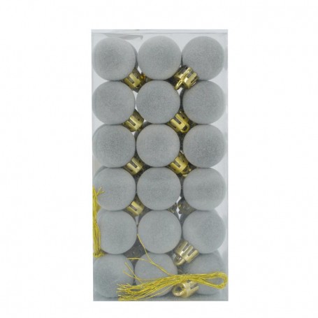 Palle di Natale in Plastica e Velluto D.2,5 cm Conf. da 36 Pz