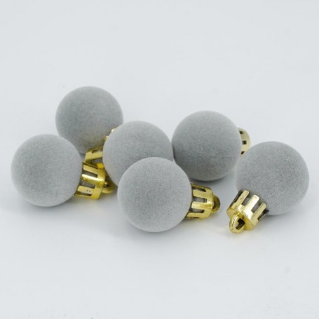 Palle di Natale in Plastica e Velluto D.2,5 cm Conf. da 36 Pz